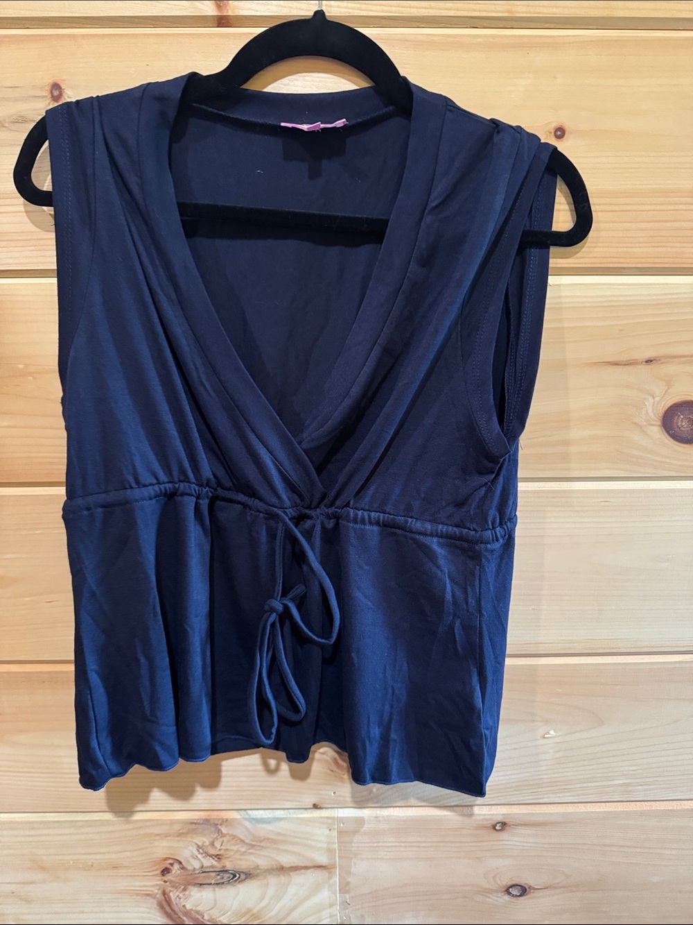 Edikted Navy Sleeveless V-Neck Tie-Front Camisole